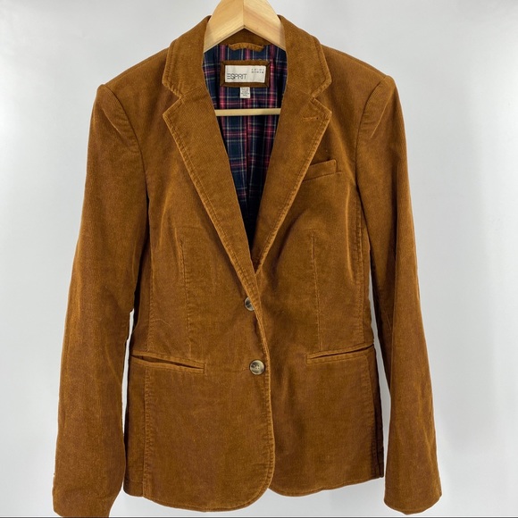 Vintage Esprit corduroy blazer with plaid lining